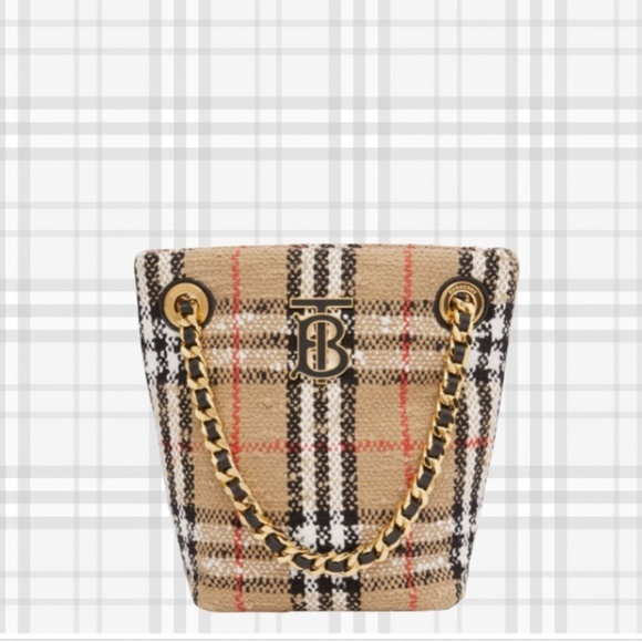 Burberry Handbags - BURBERRY Mini Lola Woven Check Bucket Bag- Archive Beige